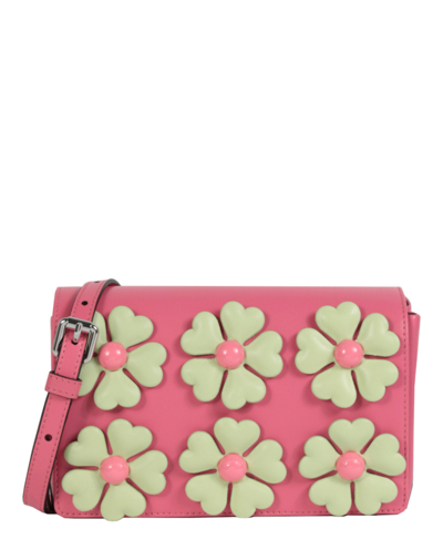 Moschino Floral Applique Shoulder Bag In Pink