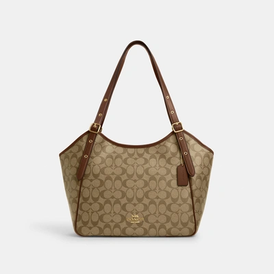Coach Outlet Meadow Shoulder Bag In Signature Canvas In Beige