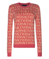 Versace Allover Logo Jacquard Sweater In Pink