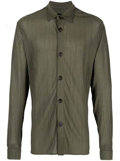 Labrum London Long-sleeve Crinkled Shirt In Green