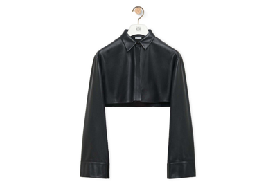 Pre-owned Loewe Cropped Shirt In Nappa Lambskin Black