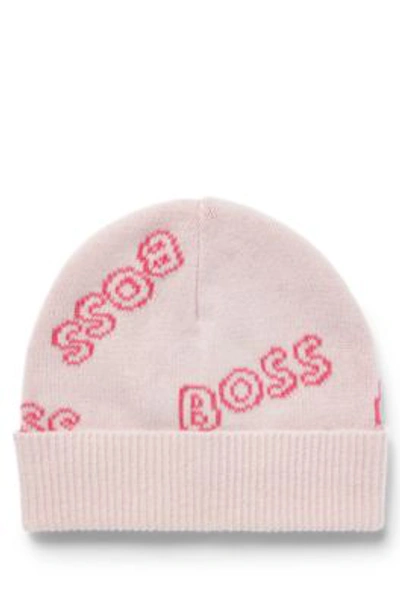 Hugo Boss Gift-boxed Set Of Baby Beanie Hat And Booties In Light Pink