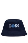 Hugo Boss Baby Bucket Hat With Multi-colored Logo Print In Dark Blue