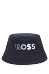 Hugo Boss Baby Bucket Hat With Multi-colored Logo Print In Light Blue