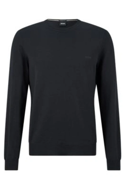 Hugo Boss Logo-embroidered Sweater In Wool In Black