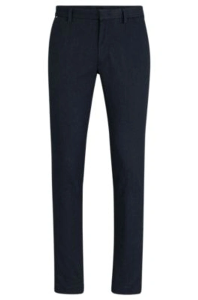 Hugo Boss Slim-fit Trousers In A Cotton Blend With Stretch In Dark Blue