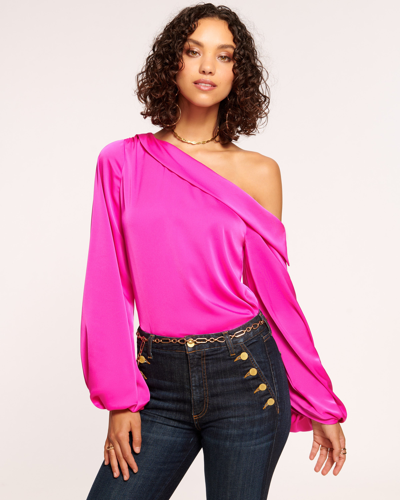 Ramy Brook Aspen One Shoulder Top In Electric Pink