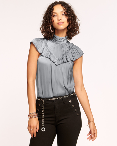 Ramy Brook Journee Mock Neck Top In Slate Grey