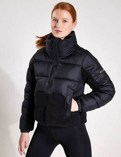 Columbia Leadbetter Point Sherpa Hybrid Puffer Jacket In Black