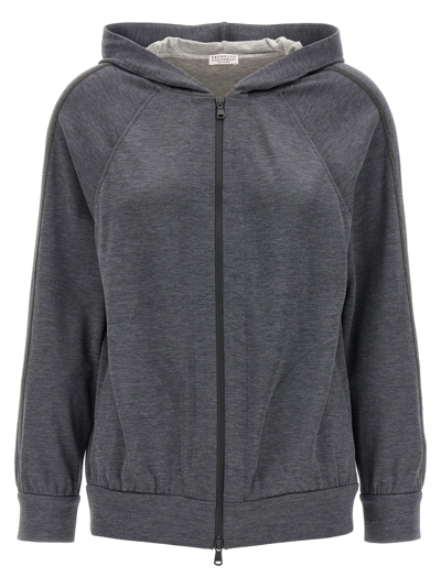 Brunello Cucinelli Monile Hoodie In Gray