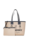 Burberry Logo-print Cotton Tote Bag In Beige