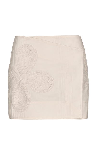 Johanna Ortiz Brouhaha Embroidered Cotton Mini Skirt In Ivory