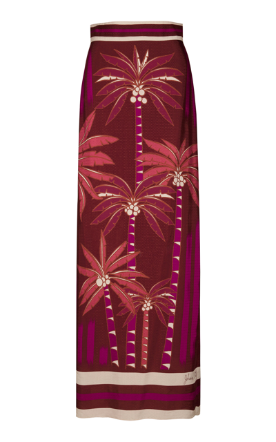 Johanna Ortiz Ritmo Llanero Silk Maxi Skirt In Burgundy