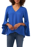 Vince Camuto Flutter Sleeve Tunic In Deep Blue