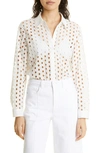 L AGENCE LINDY EYELET BUTTON-UP SHIRT