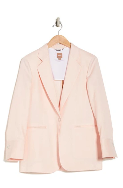 Hugo Boss Jodhi Linen Blend Blazer In Bright Pink