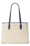 Kate Spade All Day Large Rattan Tote In Blue Multi