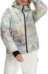 Noize Astrella Water Resistant Hooded Ski Puffer Jacket In Sea Surf Aop