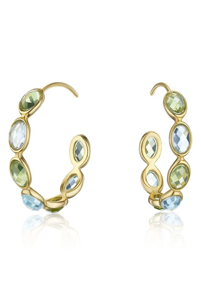 House Of Frosted Reba Multistone Hoop Earrings In Green