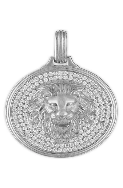 Esquire Cubic Zirconia Lion Head Pendant In Silver