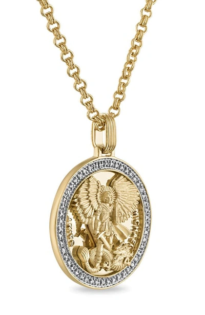 Esquire St. Michael Diamond Pendant Necklace In Gold