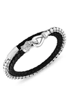 Esquire Leather & Chain Wrap Bracelet In Silver