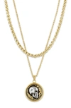 Shop Esquire Set Of 2 Skull Pendant & Chain Necklaces In Gold