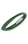 Esquire Braided Leather Bracelet In Silver