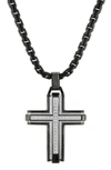 Esquire Diamond Cross Pendant Necklace In Silver