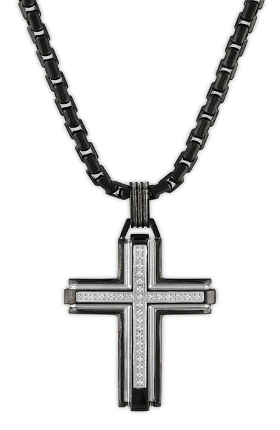 Esquire Diamond Cross Pendant Necklace In Silver