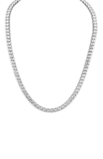 Esquire Platinum Plated Silver Cubic Zirconia Tennis Necklace