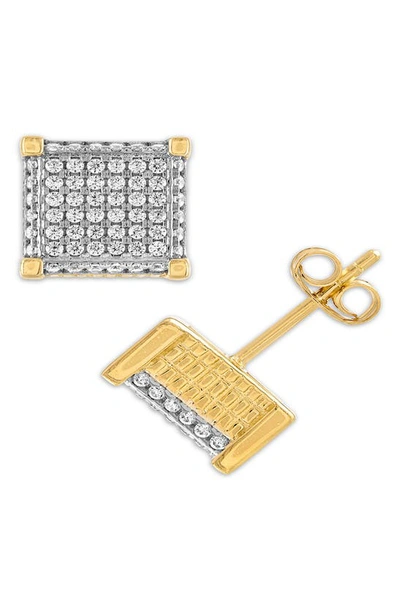 Esquire Pavé Cubic Zirconia Square Stud Earrings In Two Tone