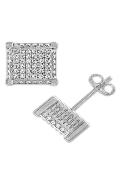 Esquire Pavé Cubic Zirconia Square Stud Earrings In Silver