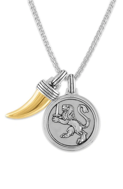 Esquire Lion & Claw Amulet Pendant Necklace In Silver