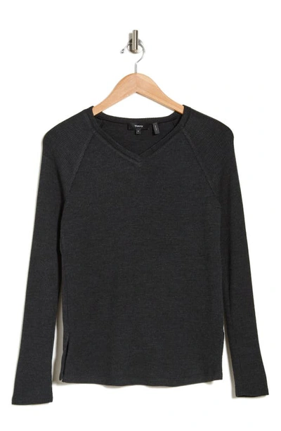 Theory Ranzini V-neck Sweater In Charcoal