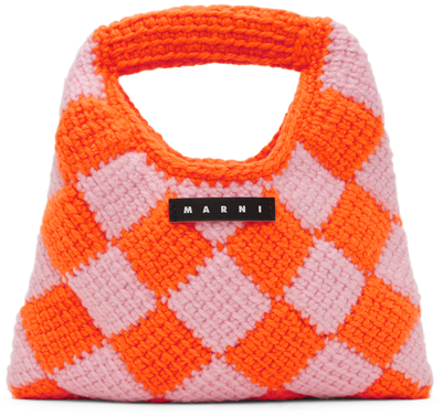 Marni Kids Orange & Pink Crochet Diamond Bag In 0mc09