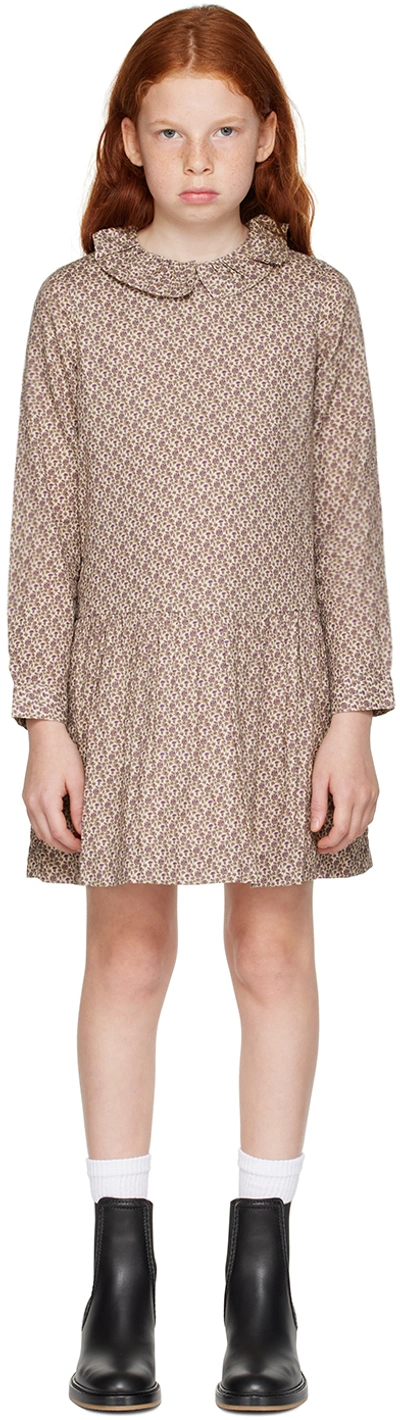 Bonpoint Kids Taupe Mariela Dress In Fleurs Taupe 562