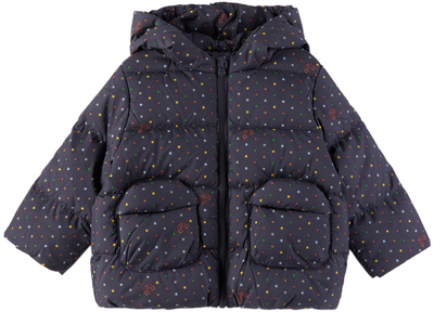 Bonton Baby Navy Printed Down Jacket In Navy