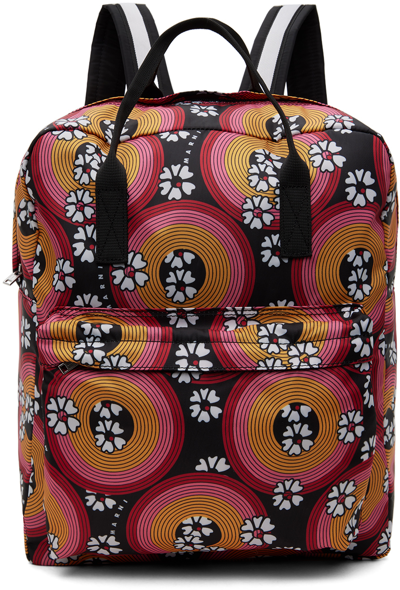 Marni Kids Pink & Orange Allover 70s Circles Backpack In 0m900