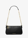 Michael Kors Empire Medium Leather Chain-link Pochette In Black