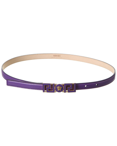 Versace Greca Godess Leather Belt In Purple