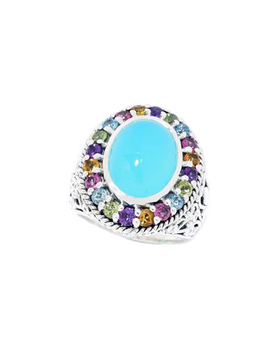 Samuel B. Samuel B 18k & Silver 6.55 Ct. Tw. Amethyst Paraiba Halo Ring