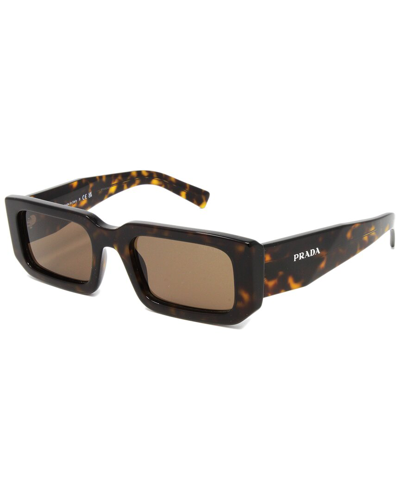 Prada Symbole Rectangular Sunglasses, 53mm In Brown