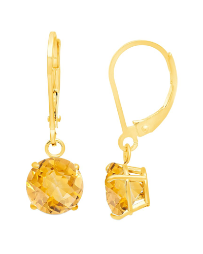 Max + Stone 10k Yellow Gold Round Checkerboard Cut Gemstone Leverback Earrings (8mm)