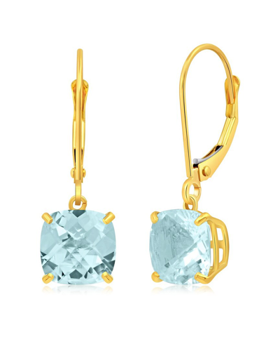 Max + Stone Maxcolor 10k 3.40 Ct. Tw. Aquamarine Earrings In Gold