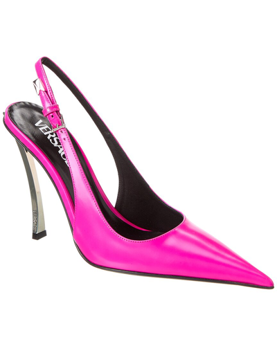 Versace Pin-point Leather Slingback Pump In Pink