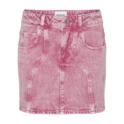 Marant Etoile Mid-rise Denim Miniskirt In Light_pink