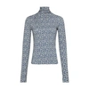 Isabel Marant Étoile Lou Printed Jersey Turtleneck Top In Blue_ecru