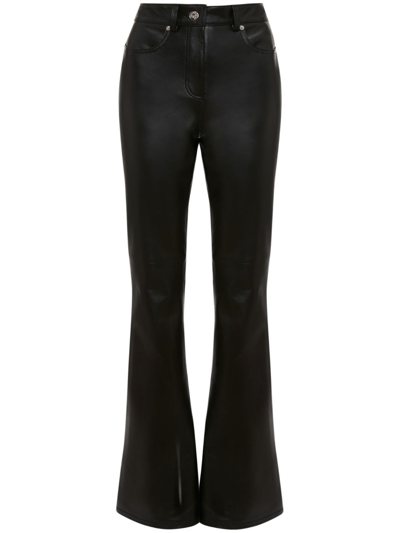 JW ANDERSON BLACK FLARED LEATHER TROUSERS