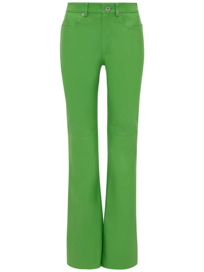 JW ANDERSON GREEN LEATHER FLARED TROUSERS